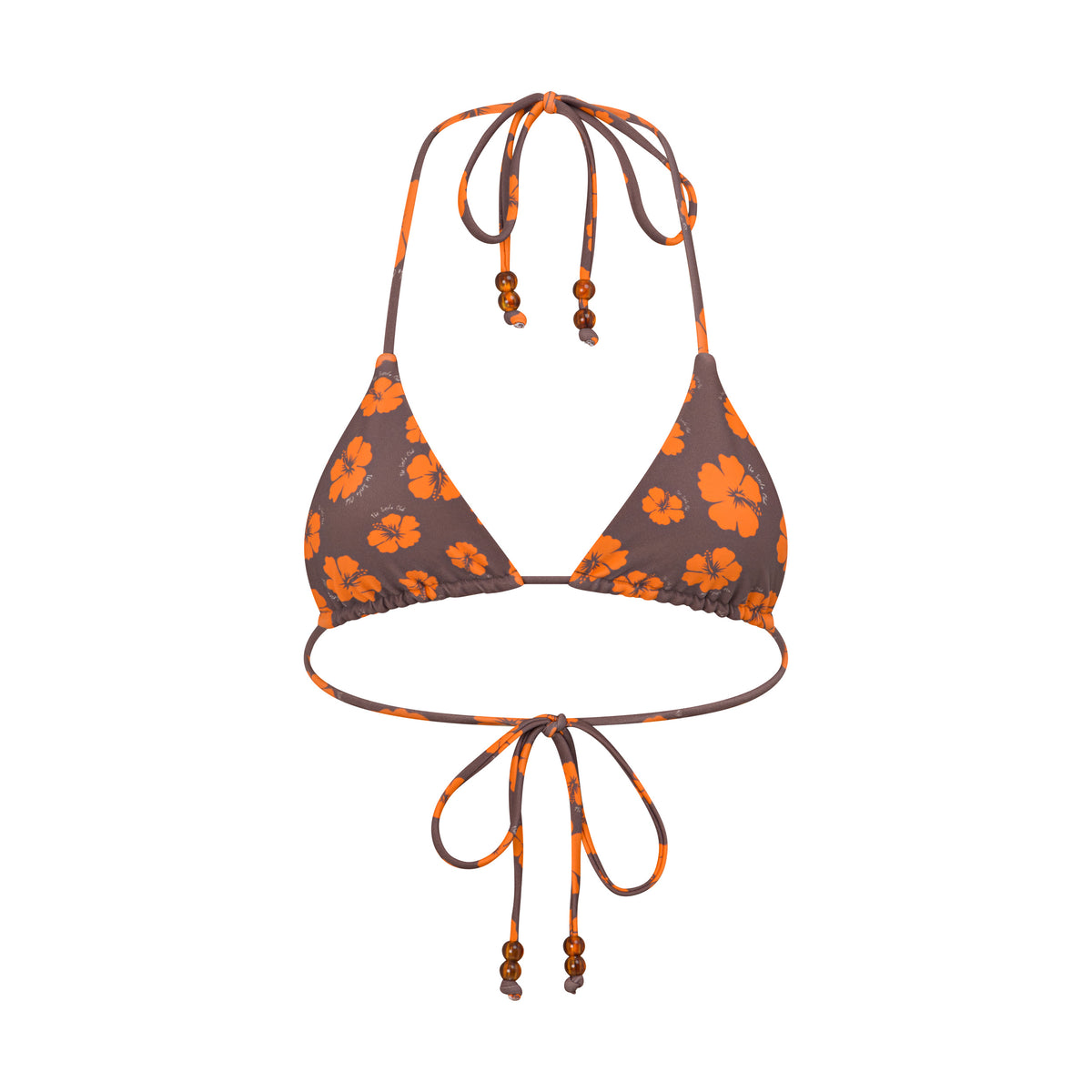 Brown Hibiscus - Halter Bikini Top